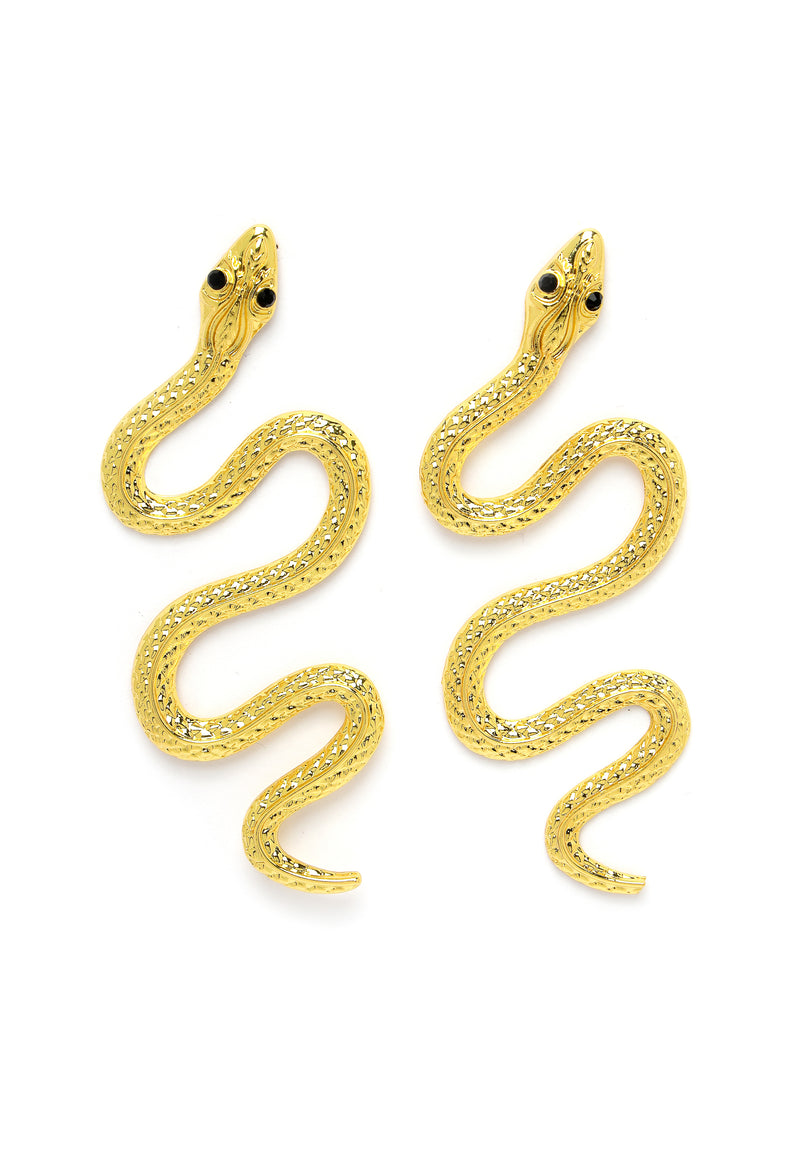 Eleganti orecchini a forma di serpente color oro