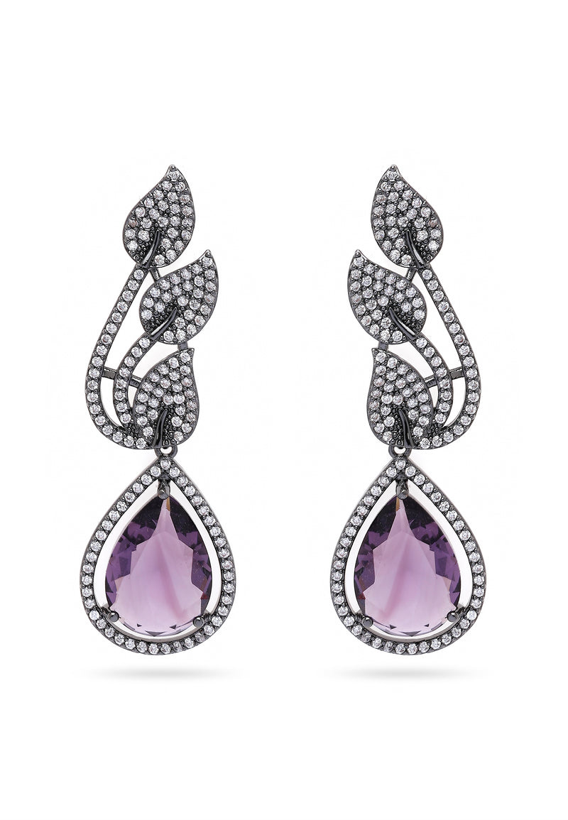Contemporary Leaf-shaped Purple Earrings