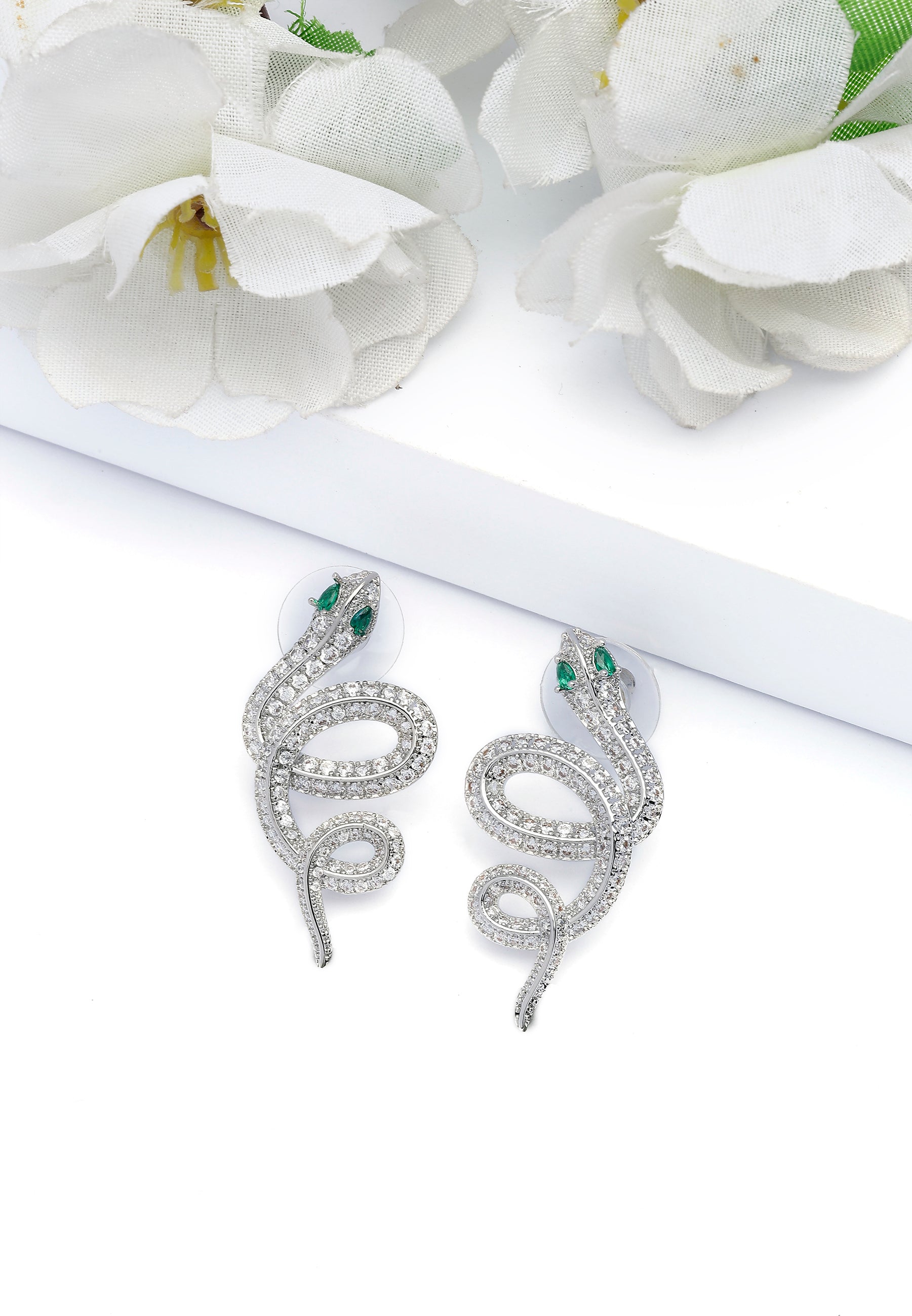 Silver colored Serpent Earrings