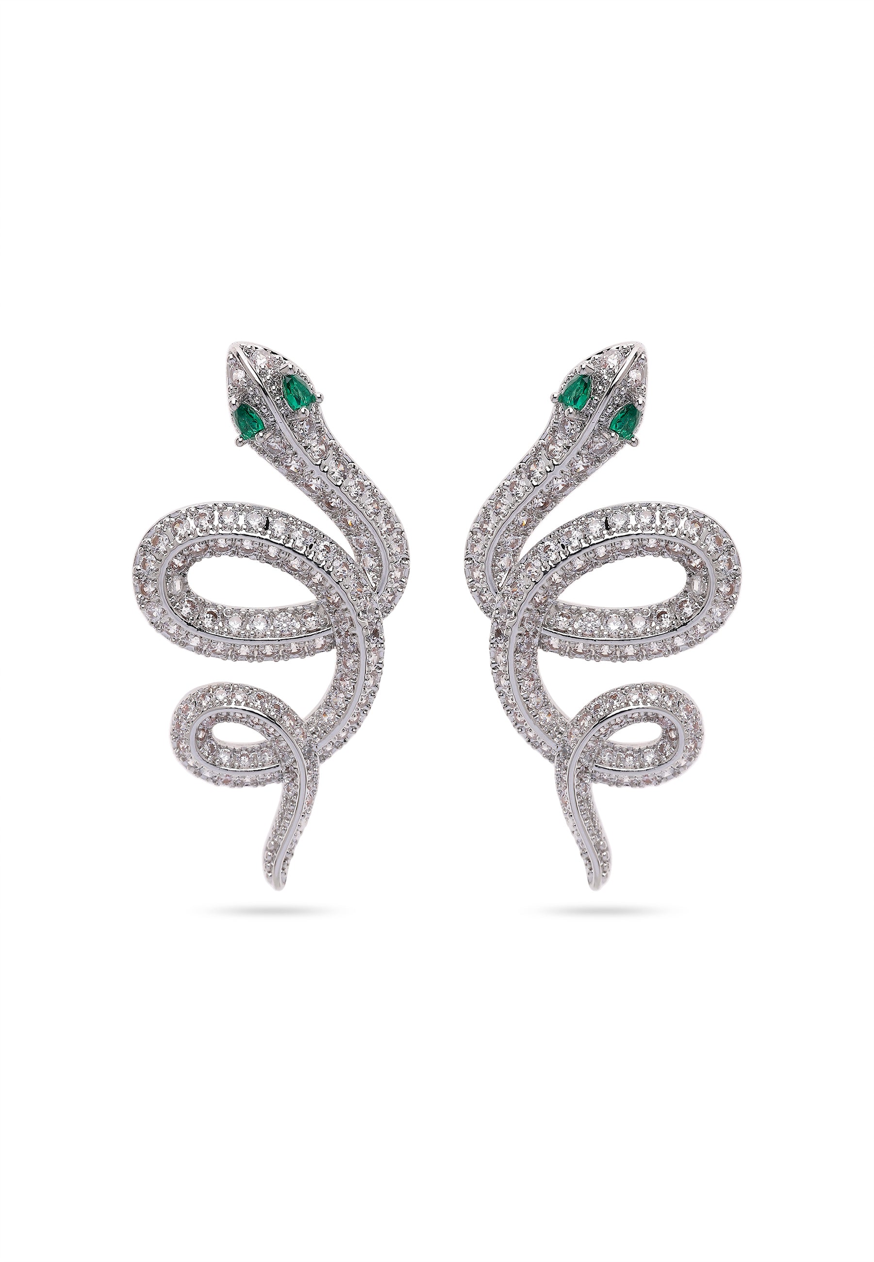Silver colored Serpent Earrings