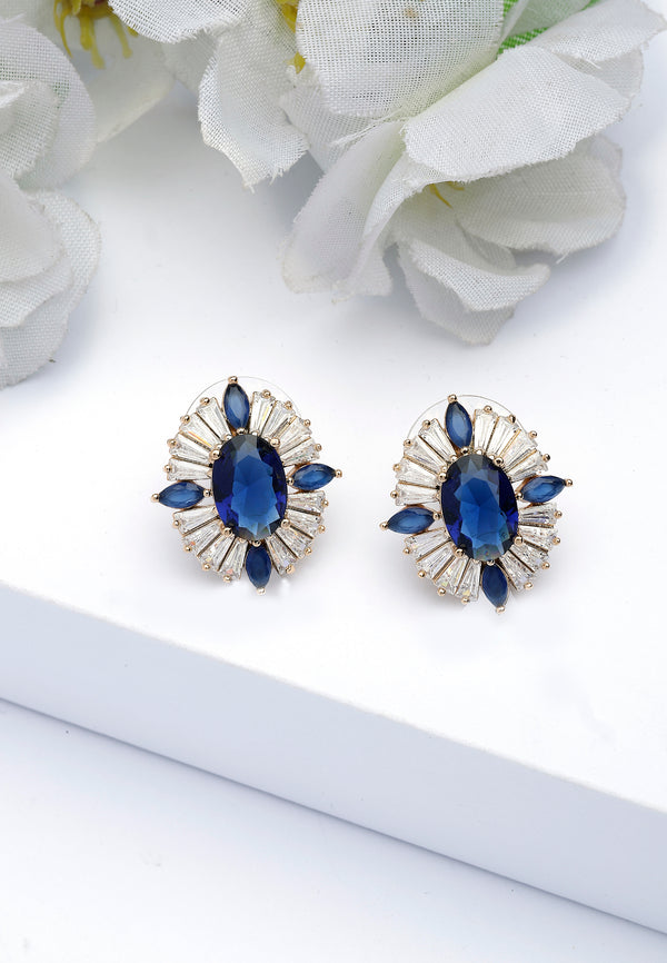 Boucles d'oreilles clous bleu foncé intemporelles